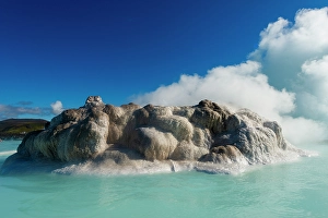 Basalt Prints: Reykjavik, Iceland. Geothermal view of basaltic salts at The Blue Lagoon in Reykjavik
