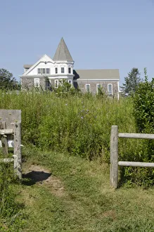 Rhode Island Prints: Rhode Island, Block Island (aka New Shoreham). Harbor Church