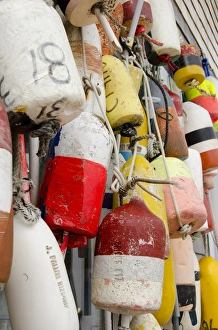 Images Dated 7th July 2012: Rhode Island, Block Island. Colorful fishing floats