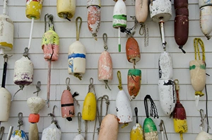Boating Prints: Rhode Island, Block Island. Colorful fishing floats