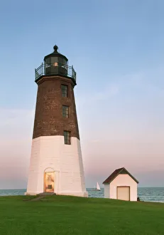 Ship Prints: Rhode Island, USA. Point Judith Lighthouse at dusk