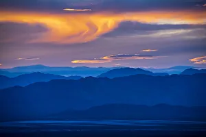 Las Vegas Prints: Ridges, mountain, and cirrus cloud at sunset, Great Basin, Nevada