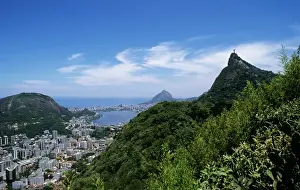 Metropolitan Prints: Rio de Janeiro, Brazil. View of the Christ Statue and Corcovado mountain with the city of Rio