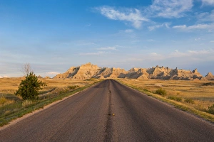 Eroded Prints: Road through the Badlands National Park, South Dakota, USA