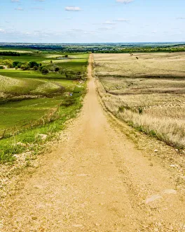 Road in the Flint Hills, dividing two colors of grass