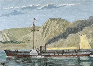 Smoke Prints: Robert Fultons steamboat. Constructed by the North American engineer Robert FULTON (1765-1815)
