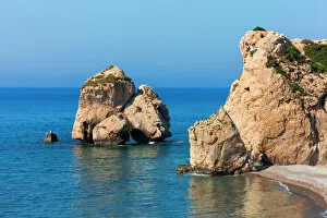 The rock of Aphrodite in the Mediterranean, Paphos (Pafos), Republic of Cyprus