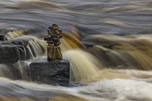 Images Dated 29th July 2020: Rock cairn, Tahquamenon River, Tahquamenon Falls State Park, Michigan