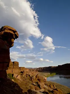 Isolation Prints: Rock formation along Colorado River flowing through Canyonlands National Park, UT