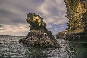 South America Prints: Rock formation off Bartholomew Island, Galapagos Islands, Ecuador