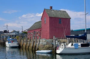 Rockport, Massachusetts, USA, boats docked by Motif No. 1 (Editorial Usage Only)