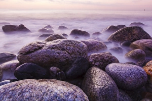 Seacoast Prints: Rocks on the coast at dawn, Rye, New Hampshire