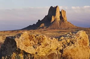 Rocks at sunset, Shiprock, Navajo Indian Reserve, New Mexico, USA, September