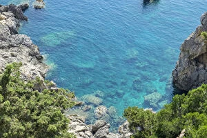 Greece Collection: Rocky coastline of Ionian Sea, Corfu, Greece, Europe