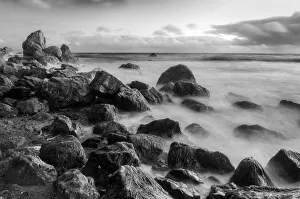 Relaxation Prints: Rocky Muir Beach Evening, California, USA