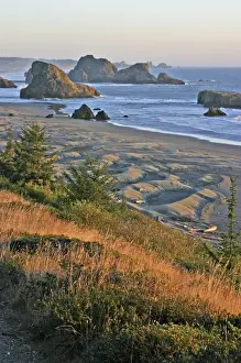 Images Dated 1980: rocky shoreline evening lighting near Gold Beach Oregon