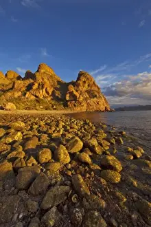 Sea Of Cortez Prints: Rocky shoreline on Isla Carmen in the Gulf of California near Loreto, Mexico