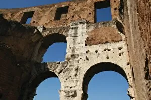 Roman Art. The Colosseum or Flavian Amphitheatre. Inside view. Detail. Rome. Italy