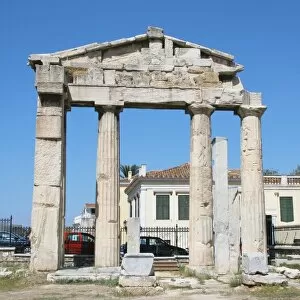 Roman Art. Roman Agora. Remains of the gate into the Roman Forum. Athens, Central Greece