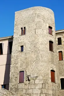 Aqueduct Prints: Roman Art. Ruins of the Roman wall, incorporated into later buildings. Tower of Gateways