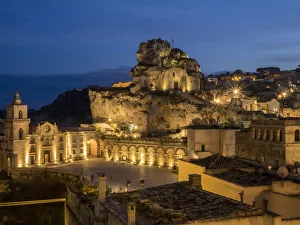 Images Dated 11th May 2019: The Roman Catholic church of Santa Maria de Idris, cut into the rock in Matera at night