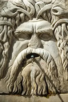 Tunisian Prints: Roman fountain high relief, Carthage National Museum, Byrsa Hill, Punic site of Carthage