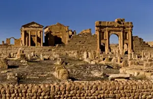 Sbeitla Prints: Roman ruins of Sufetula in town of Sbeitla in Tunisia in Northern Africa