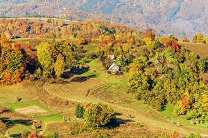 View From Above Prints: Romania, Alba County, Rimetea, Trascau Mountains