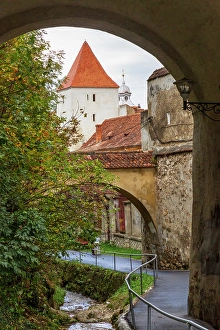 Transylvania Prints: Romania Brasov. The alley behind walls