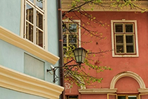 Transylvania Prints: Romania Brasov. Steepled buildings