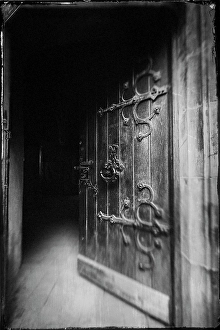 Romania, Hunedoara. Corvin Castle, Gothic-Renaissance castle, one of the largest castles in Europe. Heavy fortified door