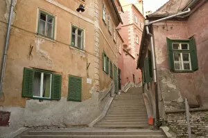 Images Dated 10th July 2006: Romania, Sibiu, Walk way in the medieval City, The foundation of the city of Sibiu
