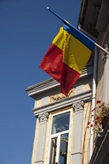 Brasov Prints: Romania, Transylvania, Brasov. Romanian flag