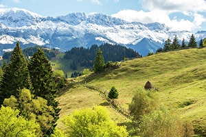 View From Above Prints: Romania, Transylvania, Carpathian Mountains. Hiking trails, fields