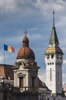 Images Dated 17th May 2014: Romania, Transylvania, Targu Mures, Greco-Catholic Cathedral and County Council Building
