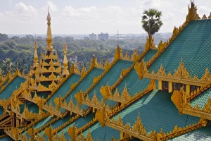 Yangon Prints: Roof tops of Shwedagon Pagoda, Yangon, Myanmar