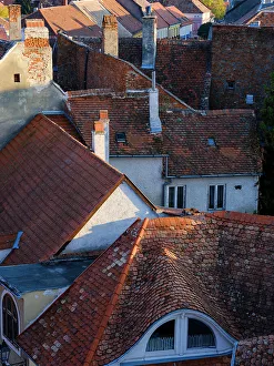 Romantic Prints: The roofs of the old town. The medieval town Koszeg in Western Transdanubia close to the Austrian border