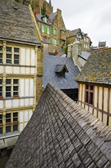 Normandy Prints: Rooftops at Mont Saint-Michel, Normandy, France