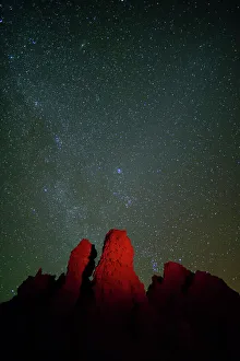 Star Prints: Roque de los Muchachos at night under a starry sky. La Palma Island, Canary Islands, Spain