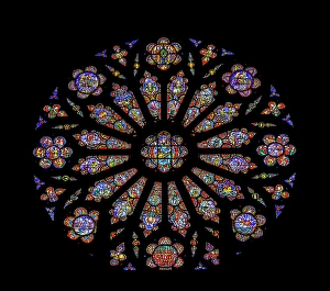 Prints of Rose window stained glass, Washington National Cathedral, Washington DC. Construction started 1907. (Editorial Use Only) Images Dated 2024 December: Rose window stained glass, Washington National Cathedral