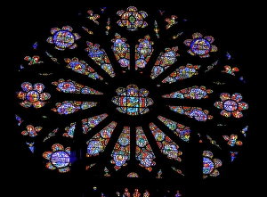 Stained Glass Prints: Rose window stained glass, Washington National Cathedral