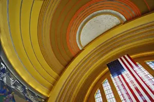 Radio Prints: Rotunda and flag in Cincinnatis Union Terminal now the home of the Cincinnati