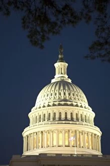 Rotunda of U.S. Capitol at night, Washington D.C. (District of Columbia), United States