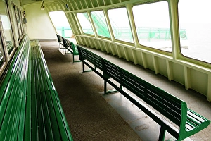 Ship Prints: Row of benches and windows, Puget Sound ferry crossing from Edmonds to Kingston