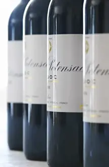 Medoc Prints: A row of bottles lined up on a table for tasting Chateau Potensac Cru Bourgeois Ordonnac