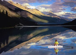 Calming Prints: A rower on Banff Lake in the Canada (MR)