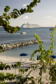 Royal Caribbean cruise ship leaving port-view of Great Bay, Philipsburg, St. Maarten