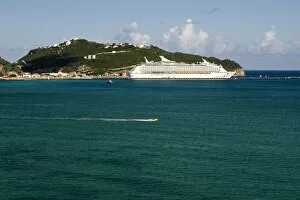 Royal Caribbean cruise ship in port at Great Bay, Philipsburg, St. Maarten (Dutch side of island)