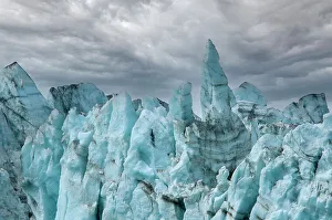 Aquamarine Prints: Rugged ice at the face of Margerie Glacier make it impossible to cross this terrain