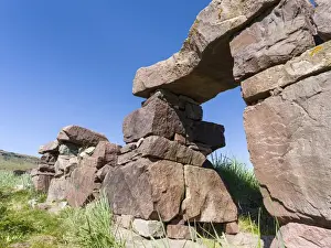 Ruins of the episcopal church. Village Igaliku (Gardar) on the shore of Einarsfjord